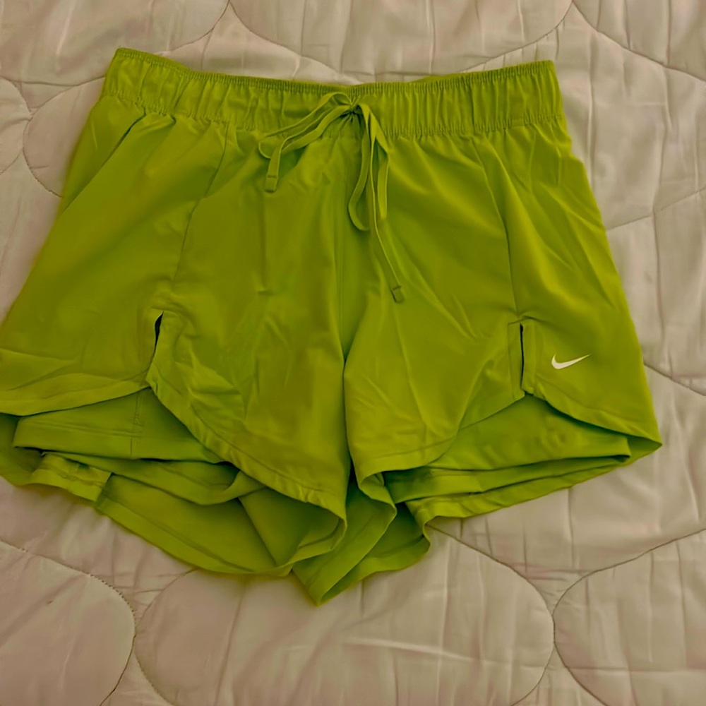 Lime green Nike shorts with built in Nike pros